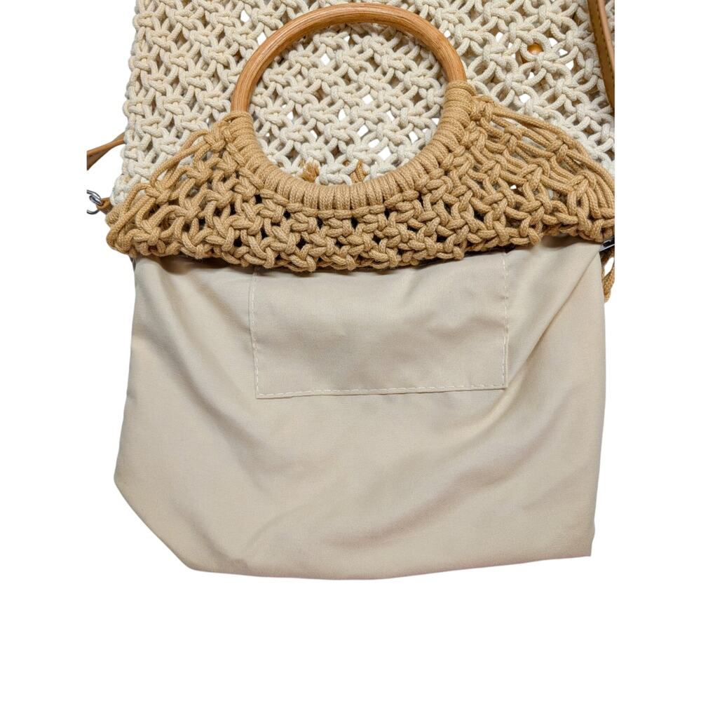 Crown Vintage NWT Woven Macramé Crossbody Tote Bag Boho - Picture 5 of 6